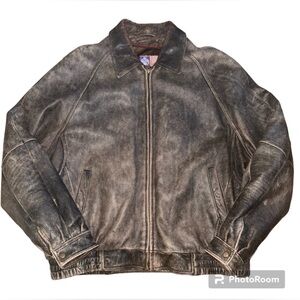 VINTAGE OVERSIZED BROWN LEATHER BOMBER JACKET